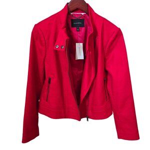 Banana Republic Red Moto Jacket L Petite NWT Asymmetrical Zip Slim Fit